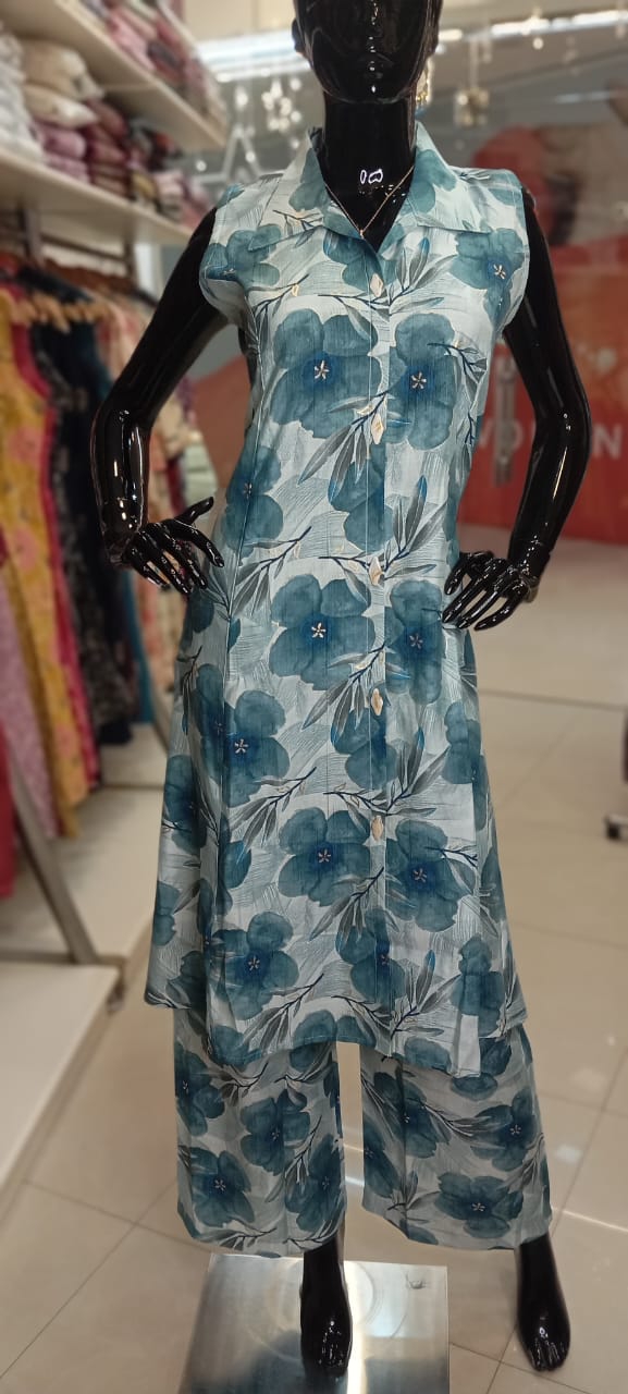 Trendy Co-Ord Set with A-Line Kurti & Hidden Sleeves | Sizes M to XL - Image 2